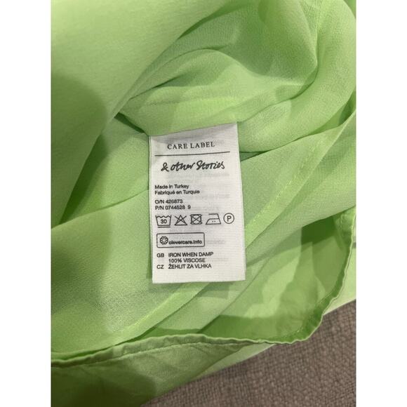 & Other Stories Shoulder Tie Midi Slip Dress in Green Sz 6 - Picture 6 of 10